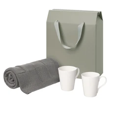Набор подарочный Portobello: вязаный плед Cella, две фарфоровые кружки Vesta, серый фото