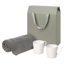 Набор подарочный Portobello: вязаный плед Cella, две фарфоровые кружки Siena, серый фото