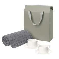 Набор подарочный Portobello: вязаный плед Fado, две чайные пары Mokko, серый фото