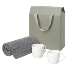 Набор подарочный Portobello: вязаный плед Fado, две фарфоровые кружки Dafna, серый фото