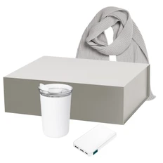 Набор подарочный Portobello: внешний аккумулятор Ancor 5000 mAh, термокружка вакуумная Strada, шарф Forges, белый фото