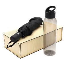 Набор подарочный Rainy: противоштормовой зонт Vortex, бутылка для воды Sportes, черный фото