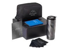 Набор подарочный Re:m. Road: термокружка, косметичка, обложка для паспорта, кофе, синий фото