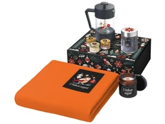 Набор подарочный Re:Moments с пледом, френчпрессом и медом, оранжевый фото