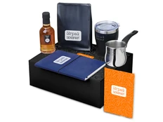 Набор подарочный Re:y. Routine: турка, термокружка, блокнот А5, кофе, сироп, синий фото