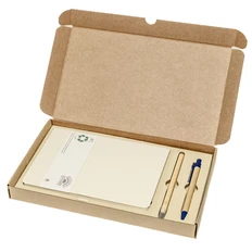 Набор подарочный RegenBio: блокнот, вечный карандаш, шариковая ручка, синий фото