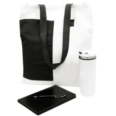 Набор подарочный «Ритм»: шопер, термокружка, ежедневник, ручка, белый / черный фото