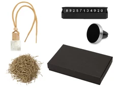 Набор подарочный с автовизиткой и магнитным держателем для телефона, черный / бежевый фото