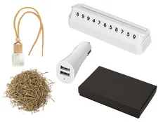Набор подарочный с автовизиткой и USB адаптером, белый / бежевый фото