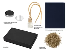 Набор подарочный с обложкой для автодокументов и магнитным держателем для телефона, черный / бежевый фото