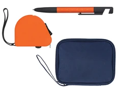 Набор подарочный с ручкой-стилусом и рулеткой, оранжевый / синий фото