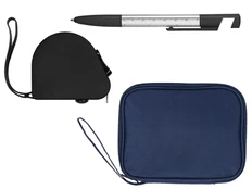 Набор подарочный с ручкой-стилусом и рулеткой, синий / черный фото