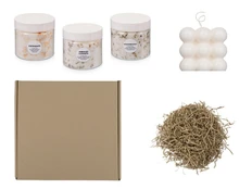 Набор подарочный с солью для ванны и свечой, белый фото