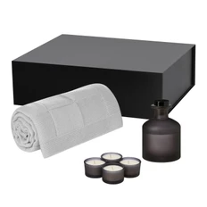 Набор подарочный Sento, Cella Soft: вязаный плед, ароматические свечи, диффузор, серый / черный фото