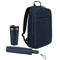 Набор подарочный Sirius: зонт, термокружка, рюкзак, синий фото