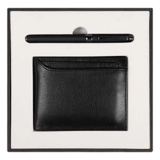 Набор подарочный Solution Superior Duo: кошелек с картхолдером, ручка роллер, черный фото