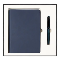 Набор подарочный Solution Superior Duo: ручка-роллер металлическая, ежедневник недатированный soft touch, синий фото