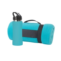 Набор подарочный «Спортивная пауза»: бутылка для воды, плед, бирюзовый фото