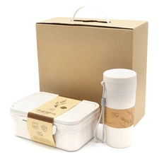 Набор подарочный Summerfield: термостакан, ланч-бокс, бежевый фото