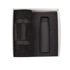 Набор подарочный «Тандем»: термос Calypso, плед «Байкал», черный фото