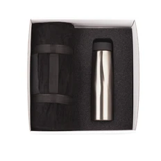 Набор подарочный «Тандем»: термос Calypso, плед «Байкал», черный / серебристый фото