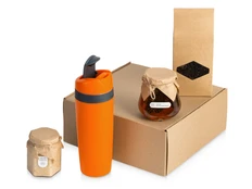 Набор подарочный Tea Cup Superior Honey 2.0: термокружка, чай, варенье, крем-мед, оранжевый фото