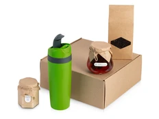Набор подарочный Tea Cup Superior Honey 2.0: термокружка, чай, варенье, крем-мед, зеленый фото