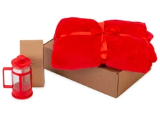 Набор подарочный Tea time: плед, френч-пресс, чай, красный фото