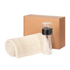 Набор подарочный Terso, Fado: вязаный плед, термобутылка, бежевый фото