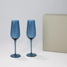 Набор подарочный Toscana: два бокала для шампанского, коробка подарочная, синий / серый фото