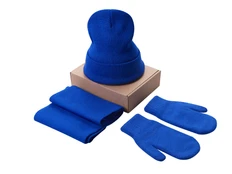Набор подарочный US Basic Dunant: шапка, шарф, перчатки, синий фото