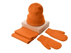 Набор подарочный US Basic Dunant: шарф, шапка, варежки, оранжевый фото