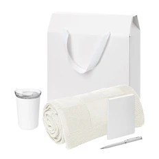 Набор подарочный Welcome Pack Spark Mini: термокружка, блокнот, шариковая ручка, вязаный плед, белый фото