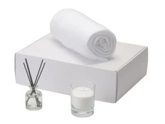 Набор подарочный White Light 2.0: флисовый плед, арома-диффузор, свеча насыпная, белый фото