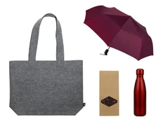 Набор подарочный: зонт, термобутылка, шопер, бордовый фото