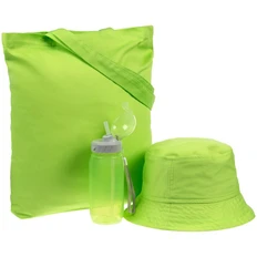 Набор Pop Up Summer: панама, бутылка для воды 400 мл, холщовая сумка, зеленый фото