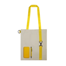 Набор Power Bag 10000: внешний аккумулятор 10000 mAh, ручка, ремувка, шопер, бежевый / желтый фото