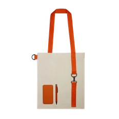 Набор Power Bag 5000: внешний аккумулятор 5000 mAh, ручка, ремувка, шопер, бежевый / оранжевый фото