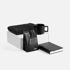Набор Prizma Coffee: ежедневник недатированный, кофе, полотенце, кружка, ручка шариковая, черный фото