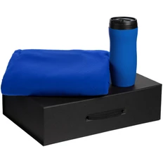 Набор Proforma: плед флисовый, термокружка, синий / черный фото