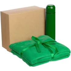 Набор Rest Right: плед Plush, термокружка Ammo 1000, черный / зеленый фото