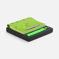 Набор Ringo: ежедневник недатированный, ручка шариковая, ремувка, светоотражатель, зеленый фото