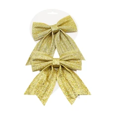 Набор рождественских бантов, 2 шт, золотистый фото