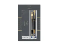 Набор ручек Parker IM Core Black GT: ручка шариковая, ручка перьевая, чёрный / золотой фото