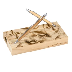 Набор ручек с подставкой Pininfarina Cambiano Box Cedarwood, бежевый / серебряный фото