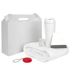 Набор Rudolph: термостакан, флисовый плед, гирлянда, ароматизатор, скребок, белый фото