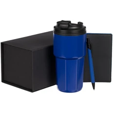 Набор Rumbo: термостакан, обложка для паспорта, ручка шариковая, черный / синий фото