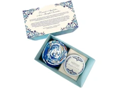 Набор «Русские в моде»: платок «Арабески», свеча «Загадка Востока», синий / голубой фото