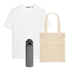 Набор с одеждой Kris: футболка, бутылка для воды, шопер, XL, белый / серый фото