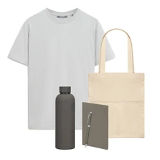 Набор с одеждой Kris: футболка, термобутылка, ежедневник недатированный, ручка, шопер, S, серый фото